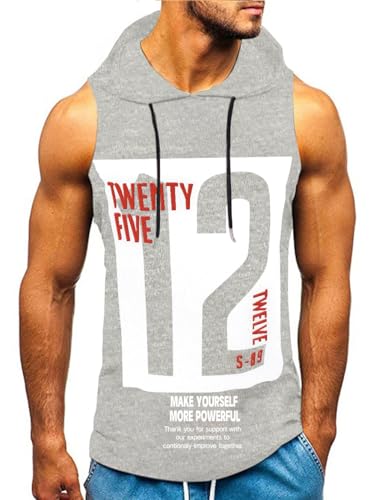 Herren Tank top Muskelshirt Ärmelloser Hoodie Muskelshirt Workout Sport Fitness Unterhemden Kapuzenpullover von HOTCAT