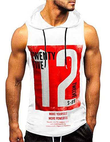 Herren Tank top Muskelshirt Ärmelloser Hoodie Muskelshirt Workout Sport Fitness Unterhemden Kapuzenpullover von HOTCAT