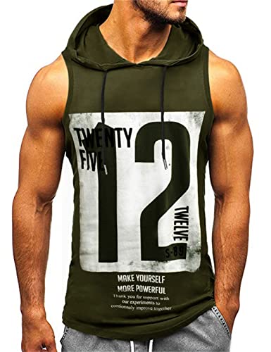 Herren Tank top Muskelshirt Ärmelloser Hoodie Muskelshirt Workout Sport Fitness Unterhemden Kapuzenpullover von HOTCAT