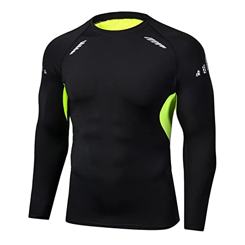 Kompressionsshirt Herren, Funktionsshirt Langarm Fitnessshirt Männer Sportshirt Atmungsaktiv Laufshirt für Men's Compression Shirt von HOTCAT