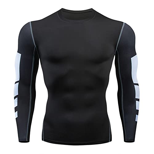 Kompressionsshirt Herren, Funktionsshirt Langarm Fitnessshirt Männer Sportshirt Atmungsaktiv Laufshirt für Men's Compression Shirt von HOTCAT