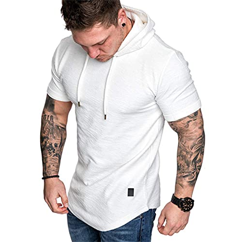 Short-Sleeved T-Shirt Men's Casual Plain T-Shirt Hoodie Cotton Valueweight Breathable T-Shirt Sportswear Muscle Shirts von HOTCAT