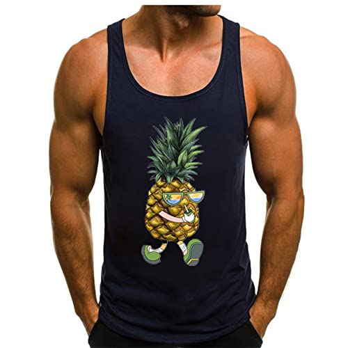 Tank Top Herren Tanktop Tankshirt T-Shirt mit Print Unterhemden Ärmellos Weste Muskelshirt Tank top Herren Sommer Ananas Beach von HOTCAT