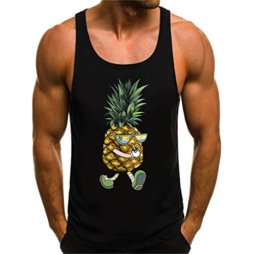 HOTCAT Tank Top Herren Tanktop Tankshirt T-Shirt mit Print Unterhemden Ärmellos Weste Muskelshirt Tank top Herren Sommer Ananas Beach… von HOTCAT