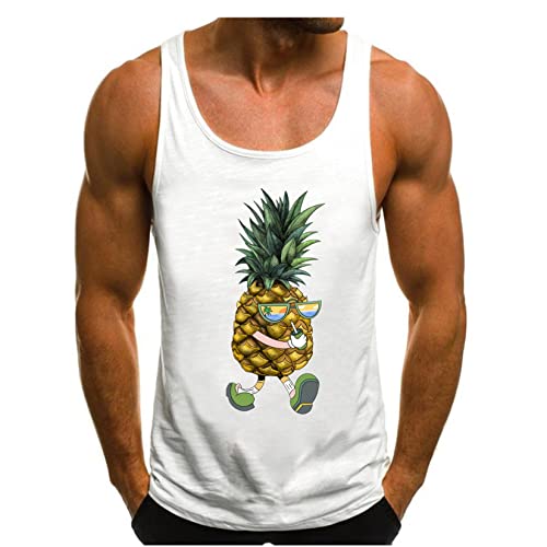 HOTCAT Tank Top Herren Tanktop Tankshirt T-Shirt mit Print Unterhemden Ärmellos Weste Muskelshirt Tank top Herren Sommer Ananas Beach von HOTCAT