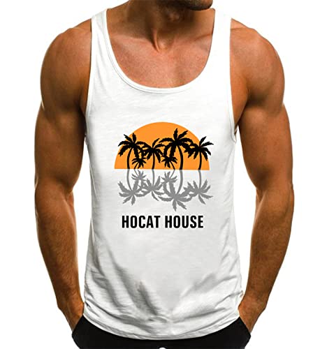 HOTCAT Tank Top Herren Tanktop Tankshirt T-Shirt mit Print Unterhemden Ärmellos Weste Muskelshirt Tank top Herren Sommer Print Palmen Beach von HOTCAT