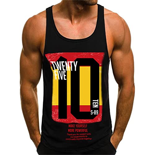 Tank Top Herren Tanktop Tankshirt T-Shirt mit Print Unterhemden Ärmellos Weste Muskelshirt Tank top Herren Sport Fitness Sommer von HOTCAT