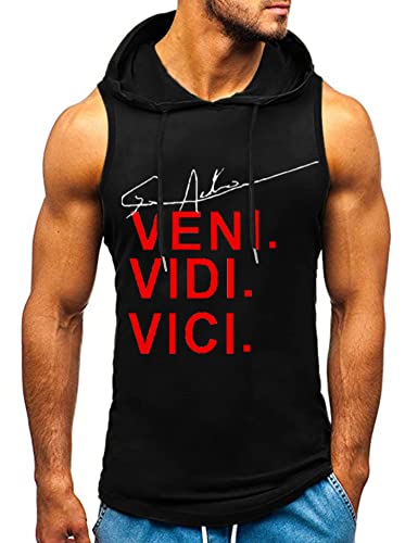 Tank top Herren Muskelshirt Ärmelloser Hoodie Muskelshirt Workout Sport Top Fitness Unterhemden Kapuzenpullover Schwarz von HOTCAT