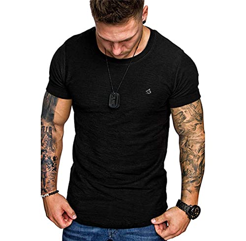 Tshir Herren Kurzärmeliges T-Shirt Mit Rundhalsausschnitt, Klassischer Schnitt, Soft Fitted T-Shirt Fresh Classic Tshirts von HOTCAT