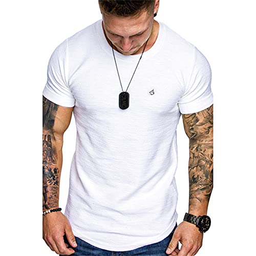 Tshir Herren Kurzärmeliges T-Shirt Mit Rundhalsausschnitt, Klassischer Schnitt, Soft Fitted T-Shirt Fresh Classic Tshirts von HOTCAT