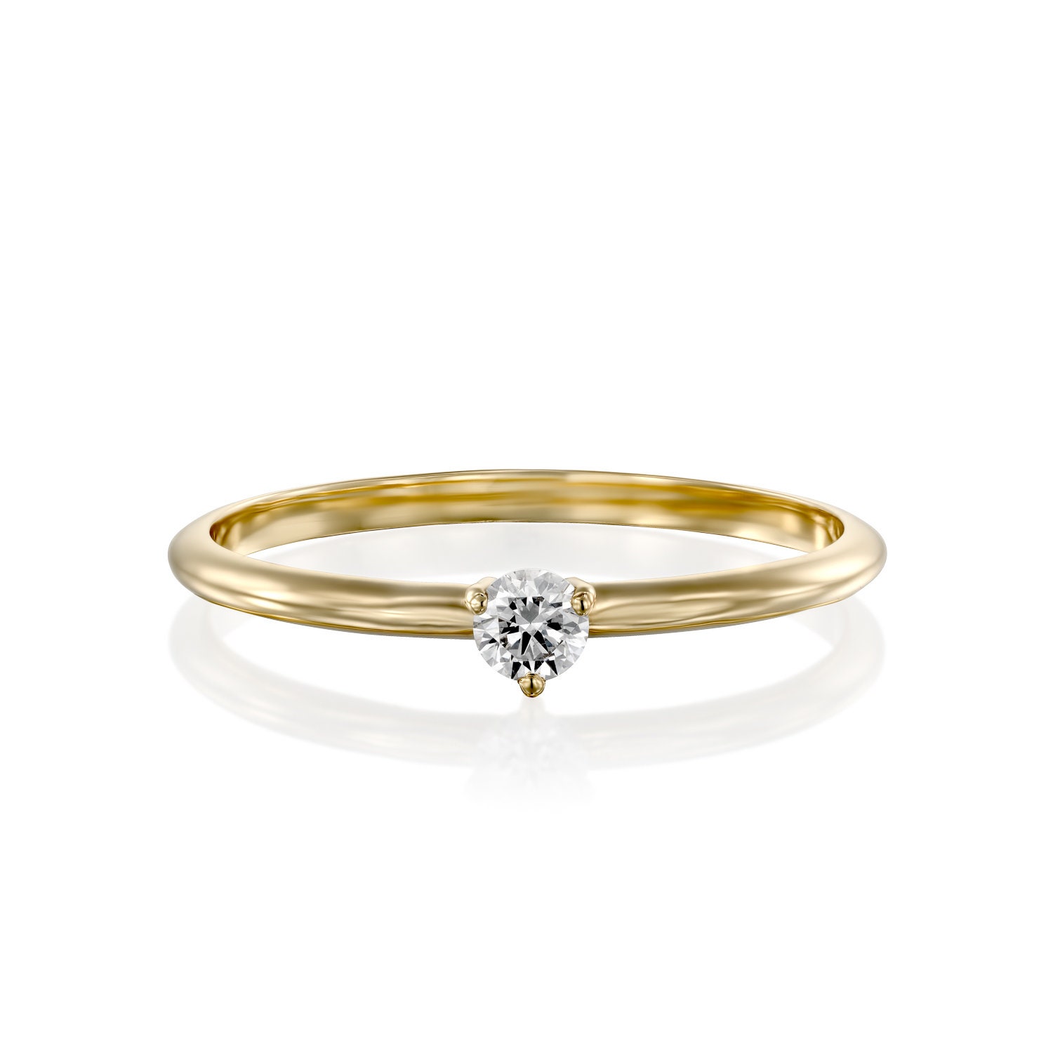Minimalist Ring, Diamant Verlobungsring, Stacking 14K Gold Versprechensring, Zarter Ehering, Dünner Ring von HOTCROWN