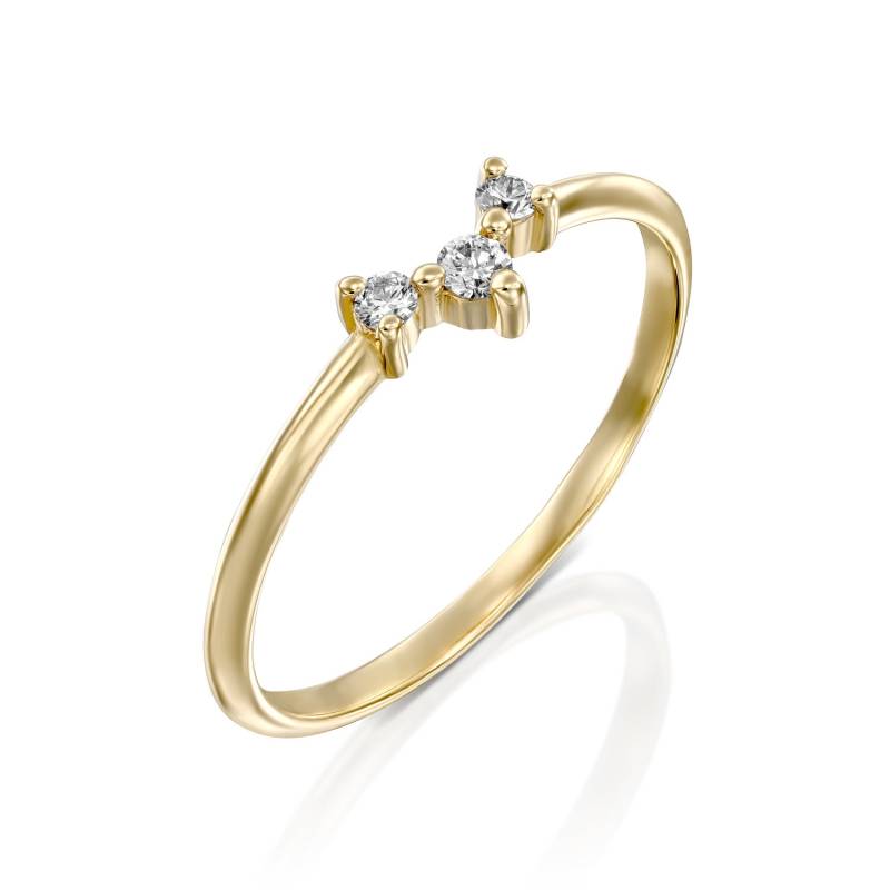 Minimalist Ring, Handgemachter Solid Gold Drei Diamant Zierliche Kleine Rosegold Goldring, Einfache Ring Minimalist Ring, Handgemachter Solid Gold Drei Diamant Zierliche Kleine Rosegold Goldring, Einfache Ring von HOTCROWN