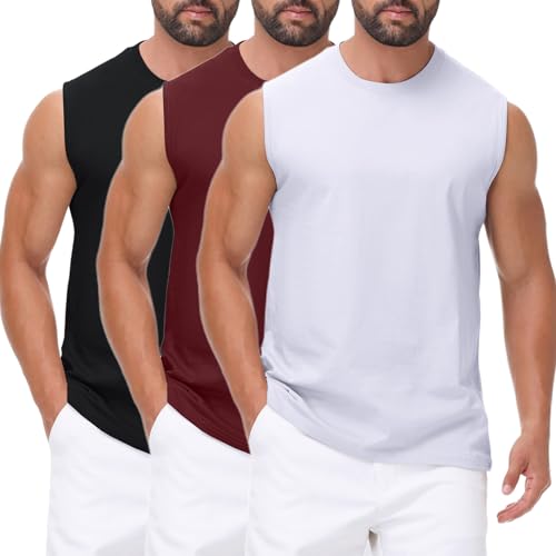 HOTIAN 3er Pack Tank Top Herren Ärmelloses Shirt Fitness Achselshirt Sport Ärmelloses Funktionsunterhemd Sommer Outdoor Funktionsshirt von HOTIAN
