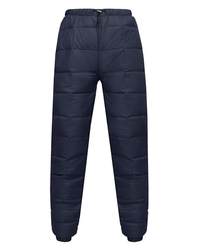 HOTIAN Damen Daunenhose Ultraleichte Winter Warme Daunenhose Jogginghose Winddicht Winterhose Wasserabweisend Warme Daunenhose Navy S von HOTIAN