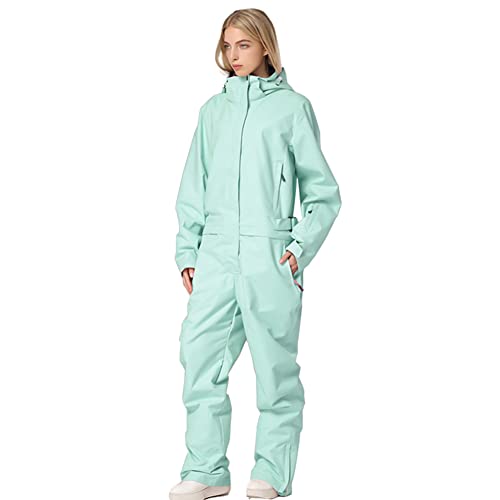 HOTIAN Damen Schneeanzug, Damen Einteiler Skioverall Wasserdicht Winddicht Winter Warme Einteiliger Skioverall,für Wandern Klettern Isoliertes Snowboarden Green-Women M von HOTIAN