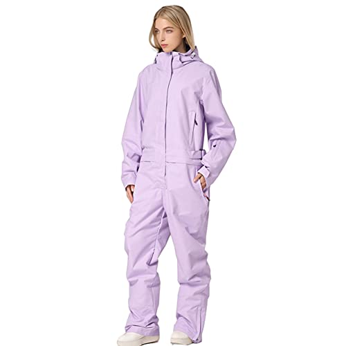 HOTIAN Damen Schneeanzug, Damen Einteiler Skioverall Wasserdicht Winddicht Winter Warme Einteiliger Skioverall,für Wandern Klettern Isoliertes Snowboarden Purple-Women L von HOTIAN