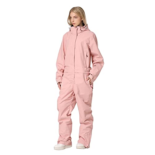 HOTIAN Damen Schneeanzug, Damen Einteiler Skioverall Wasserdicht Winddicht Winter Warme Einteiliger Skioverall,für Wandern Klettern Isoliertes Snowboarden Pink-Women L von HOTIAN