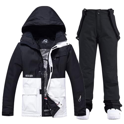 Damen Ski Jacke und Hosen 2 Teilig Set Skianzug Damen Wasserdicht Winddicht Winter Warme SkiSchnee Skifahren Sätze Snowboard Set von HOTIAN