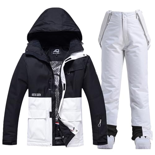 Damen Ski Jacke und Hosen 2 Teilig Set Skianzug Damen Wasserdicht Winddicht Winter Warme SkiSchnee Skifahren Sätze Snowboard Set von HOTIAN