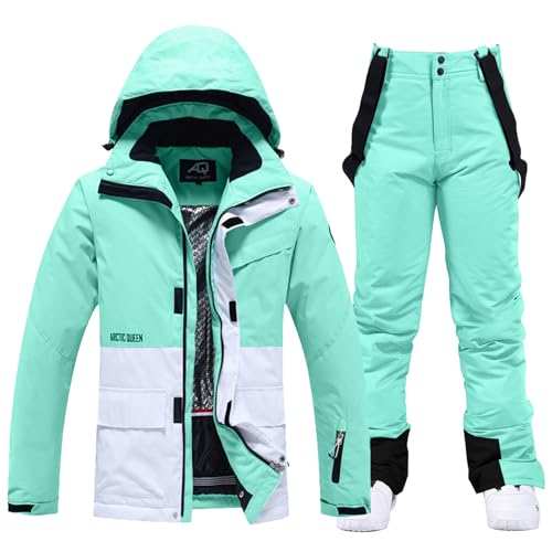 Damen Ski Jacke und Hosen 2 Teilig Set Skianzug Damen Wasserdicht Winddicht Winter Warme SkiSchnee Skifahren Sätze Snowboard Set von HOTIAN