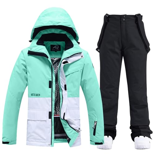 HOTIAN Damen Ski Jacke und Hosen 2 Teilig Set Skianzug Damen Wasserdicht Winddicht Winter Warme SkiSchnee Skifahren Sätze Snowboard Set von HOTIAN
