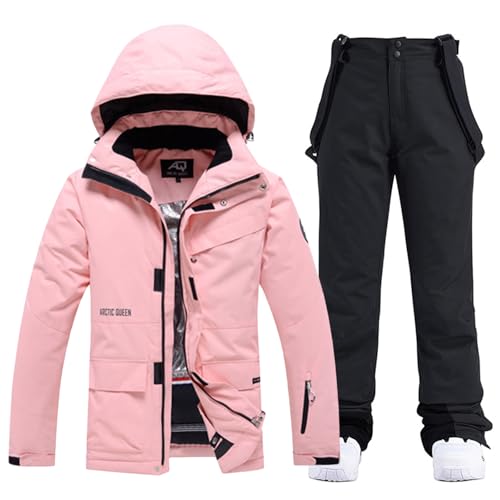 Damen Ski Jacke und Hosen 2 Teilig Set Skianzug Damen Wasserdicht Winddicht Winter Warme SkiSchnee Skifahren Sätze Snowboard Set von HOTIAN