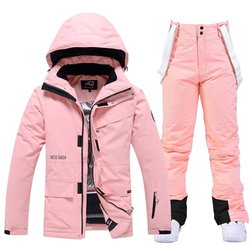 Damen Ski Jacke und Hosen 2 Teilig Set Skianzug Damen Wasserdicht Winddicht Winter Warme SkiSchnee Skifahren Sätze Snowboard Set von HOTIAN