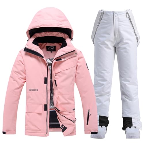 Damen Ski Jacke und Hosen 2 Teilig Set Skianzug Damen Wasserdicht Winddicht Winter Warme SkiSchnee Skifahren Sätze Snowboard Set von HOTIAN