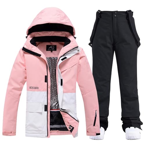 Damen Ski Jacke und Hosen 2 Teilig Set Skianzug Damen Wasserdicht Winddicht Winter Warme SkiSchnee Skifahren Sätze Snowboard Set von HOTIAN