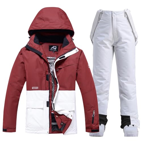 HOTIAN Damen Ski Jacke und Hosen 2 Teilig Set Skianzug Damen Wasserdicht Winddicht Winter Warme SkiSchnee Skifahren Sätze Snowboard Set von HOTIAN