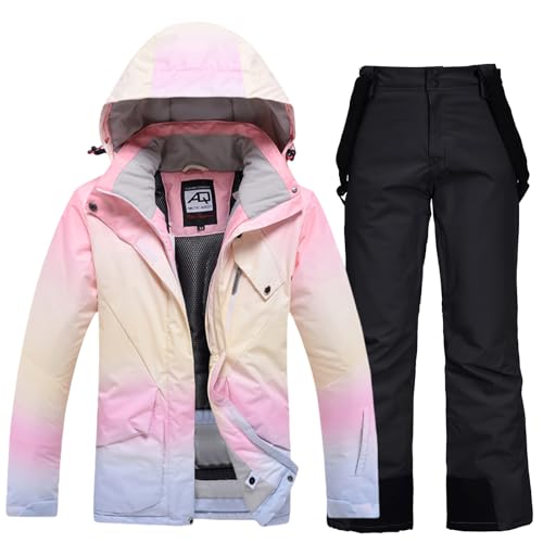 HOTIAN Damen Ski Jacke und Hosen 2 Teilig Set Skianzug Damen Winter Warme Schnee Skifahren Sätze Wasserdicht Winddicht Snowboard Set von HOTIAN