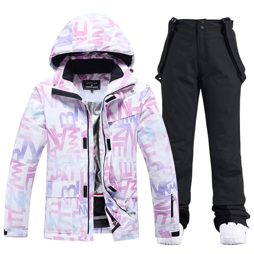 HOTIAN Damen Ski Jacke und Hosen 2 Teilig Set Skianzug Damen Winter Warme Schnee Skifahren Sätze Wasserdicht Winddicht Snowboard Set von HOTIAN