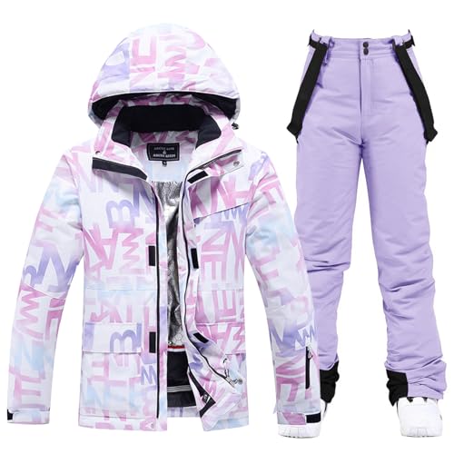 HOTIAN Damen Ski Jacke und Hosen 2 Teilig Set Skianzug Damen Winter Warme Schnee Skifahren Sätze Wasserdicht Winddicht Snowboard Set von HOTIAN
