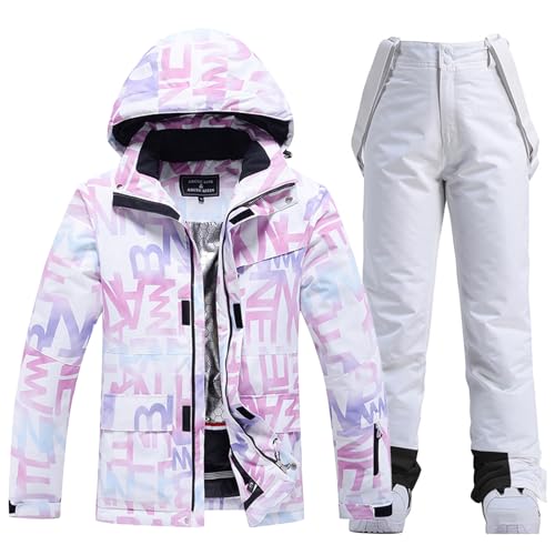 HOTIAN Damen Ski Jacke und Hosen 2 Teilig Set Skianzug Damen Winter Warme Schnee Skifahren Sätze Wasserdicht Winddicht Snowboard Set von HOTIAN