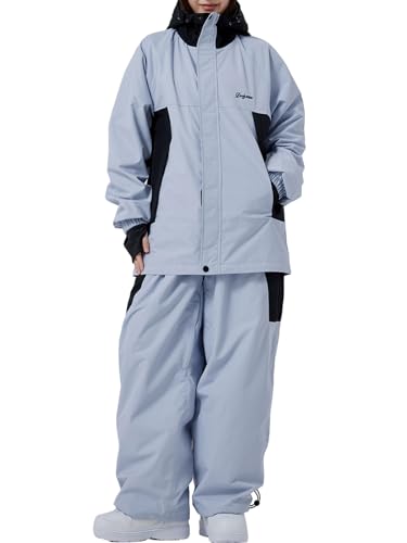 HOTIAN Damen Skianzug Ski Jacke und Hosen 2 Teilig Set Wasserdicht Winddicht Winter Warme Arbeitskleidung SkiSchnee Skifahren Snowboard Set von HOTIAN