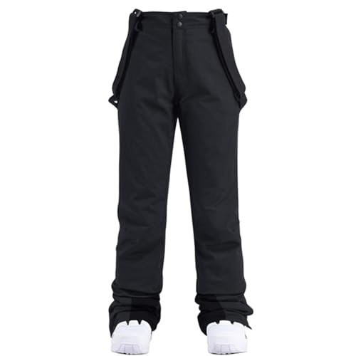 HOTIAN Damen Skihose Hosenträgerhose Snowboardhose Damen Winter Warm Wasserdicht Winddicht Abnehmbare Skilanglaufhose Thermohose Wanderhose Black M von HOTIAN