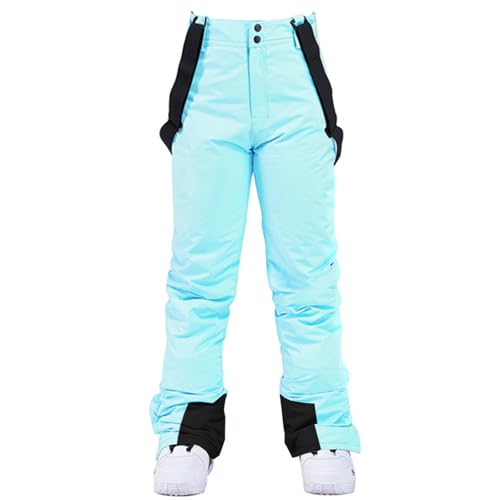 HOTIAN Damen Skihose Hosenträgerhose Snowboardhose Damen Winter Warm Wasserdicht Winddicht Abnehmbare Skilanglaufhose Thermohose Wanderhose Blue M von HOTIAN