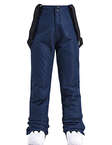 HOTIAN Damen Skihose Hosenträgerhose Snowboardhose Winter Wasserdicht Winddicht Warm Abnehmbare Hosenträger Skilanglaufhose Thermohose Wanderhose Ski Pant Blue 2XL von HOTIAN