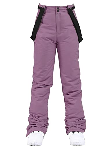 HOTIAN Damen Skihose Hosenträgerhose Snowboardhose Winter Wasserdicht Winddicht Warm Abnehmbare Hosenträger Skilanglaufhose Thermohose Wanderhose Ski PantPurple2XL von HOTIAN