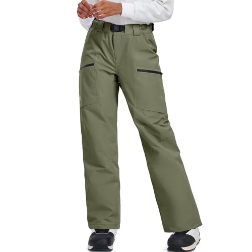 HOTIAN Damen Skihose Schneehose Wasserdicht Winddicht Hosenträgerhose Atmungsaktive Outdoorhose Winter Warme Snowboardhose Skilanglaufhos Amy Green 2XL von HOTIAN