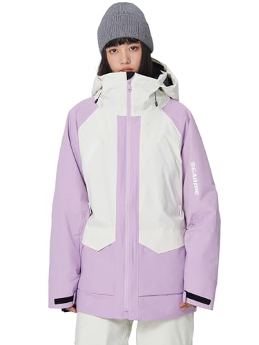 HOTIAN Damen Skijacke Winterjacke Wasserdicht Winddicht Warm Dicke Skijacke Outdoor Funktionsjacke Full Zip Winterwandern Ski Sports Freizeitjacke Snowboardjacke von HOTIAN