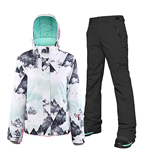 HOTIAN Damen-Skijacke und hose, Wasserdicht Winddicht Winterwarme Skianzüge,für Wandern Snowboarden MOUTAIN BK-L von HOTIAN