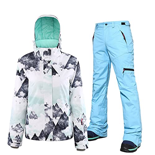 HOTIAN Damen-Skijacke und hose, Wasserdicht Winddicht Winterwarme Skianzüge,für Wandern Snowboarden MOUTAIN BU-S von HOTIAN