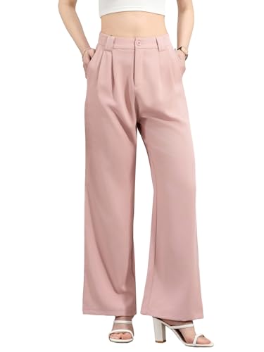 HOTIAN Damen Weites Bein Pants Einfarbig Lose Gerade Geschnitten Palazzo Hose Jogginghose Basic Elegant Hose Freizeithose Yogahose von HOTIAN