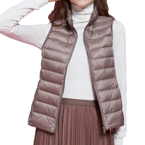 HOTIAN Damen Weste mit Stehkragen Damen Daunenweste Steppweste Leicht Ärmellos Jacke mit Reissverschluss Winter Warme Weste von HOTIAN