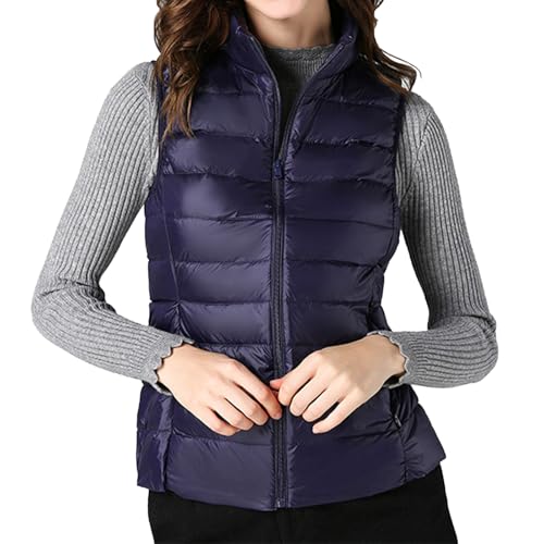 HOTIAN Damen Weste mit Stehkragen Damen Daunenweste Steppweste Leicht Ärmellos Jacke mit Reissverschluss Winter Warme Weste von HOTIAN