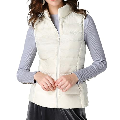HOTIAN Damen Weste mit Stehkragen Damen Daunenweste Steppweste Leicht Ärmellos Jacke mit Reissverschluss Winter Warme Weste von HOTIAN