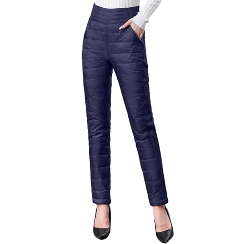 HOTIAN Damen Winter Warme Gänse Daunenhose Warme Gefütterte Jogginghose Winddicht Winterhose Ultraleichte Schneehose Navy M von HOTIAN