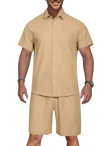 HOTIAN Herren 2 Stück Shirt Set Kurzarm Trainingsanzug Herren Freizeitanzug Sport Set Outfits Kurzarm Button Down Shirts Sommer Short Set HOTIAN Herren 2 Stück Shirt Set Kurzarm Trainingsanzug Herren Freizeitanzug Sport Set Outfits Kurzarm Button Down Shirts Sommer Short Set von HOTIAN