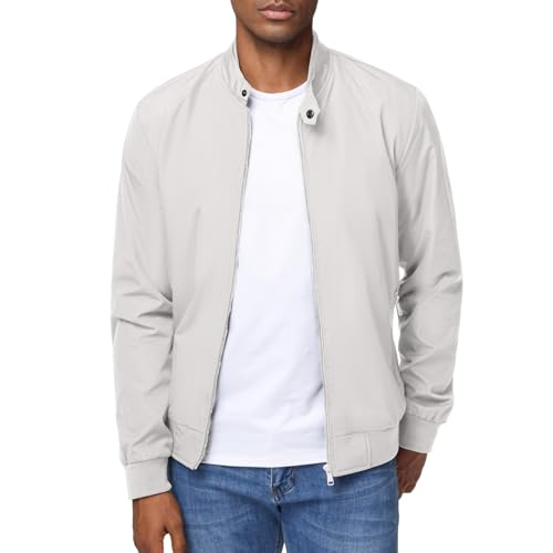 HOTIAN Herren Jacke Leichte Windbreaker Bomberjacke mit Stehkragen Jacke Übergangsjacke Freizeit jacke mit Reißverschlusstaschen von HOTIAN